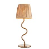 modern wriggle table lamp brushed brass with raffia shade - Stillorgan Decor image