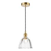 exquisite single pendant natural brass and scalloped bell glass - Stillorgan Decor image