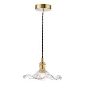 exquisite single pendant natural brass and wavy glass - Stillorgan Decor image