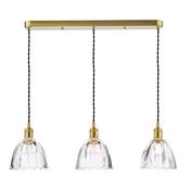exquisite 3 light bar pendant natural brass and scalloped bell glass - Stillorgan Decor image
