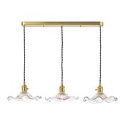 exquisite 3 light bar pendant natural brass and wavy glass - Stillorgan Decor image