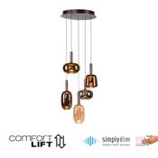 modern led cluster pendant light 5 lights height adjustable by lift dimmable memory function - Stillorgan Decor