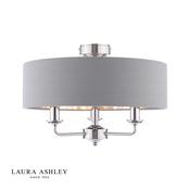 laura ashley sorrento 3 light semi-flush polished nickel with charcoal shade - Stillorgan Decor