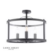 laura ashley harrington semi flush 3 light matt black and glass - Stillorgan Decor image