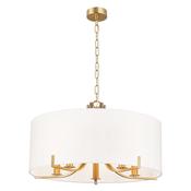 classical shaded 5 armed ceiling pendant satin brass - Stillorgan Decor