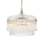 contemporary glass rod 5 light ceiling light polished nickel - Stillorgan Decor