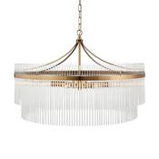 contemporary glass rod 7 light grand ceiling pendant antique brass - Stillorgan Decor