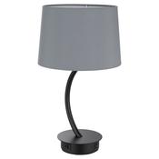 modern curved matt black table lamp with grey shade - Stillorgan Decor
