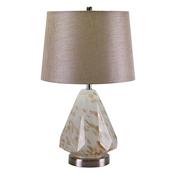 charming mottled white and amber glass table lamp with antique brass base - Stillorgan Decor