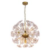 stunning 12 light spherical chandelier with floral glass in gold - Stillorgan Decor