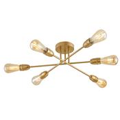 industrial simple armed 6 light semi flush ceiling light satin brass - Stillorgan Decor image