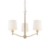 elegant 3 arm antique brass pendant light with white shades - Stillorgan Decor