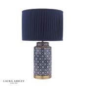 laura ashley knipton table lamp blue ceramic and antique brass with shade - Stillorgan Decor