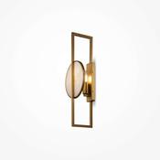modern 1 light marmo wall light round with rectangular frame in gold with natural stone plates - Stillorgan Decor
