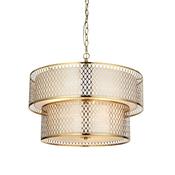 opulent circular gold fretwork tiered pendant light - Stillorgan Decor