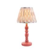 classic wood turned spindle lamp in pink with natural shade - Stillorgan Decor