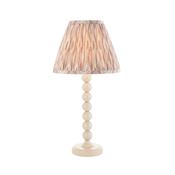 playful stacked spheres table lamp in gloss almond white with natural mix shade - Stillorgan Decor