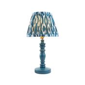 classic wood turned spindle lamp in blue with blue mix shade - Stillorgan Decor