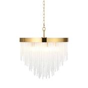 opulent 5 light warm brass ceiling pendant with textured glass rods - Stillorgan Decor