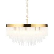 opulent 9 light warm brass ceiling pendant with textured glass rods - Stillorgan Decor