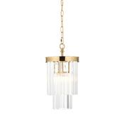 sophisticated 1 light tiered pendant in aged brass with angled glass droplets - Stillorgan Decor