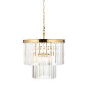 sophisticated 4 light tiered pendant in aged brass with angled glass droplets - Stillorgan Decor image