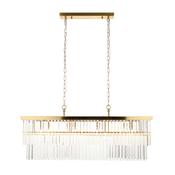 sophisticated 4 light linear pendant in aged brass with angled glass droplets - Stillorgan Decor
