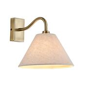 classic curved arm wall light in antique brass with natural shade - Stillorgan Decor