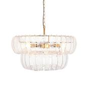 graceful curved glass 5 light ceiling pendant in aged brass - Stillorgan Decor