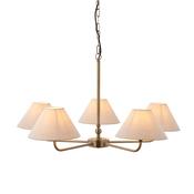 elegant 5 light pendant light in antique brass with timeless tapered shades - Stillorgan Decor