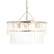 vintage venetian inspired 5 light brass tiered pendant with handmade textured glass panels - Stillorgan Decor