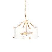 handmade textured glass 4 light ceiling pendant with aged brass frame - Stillorgan Decor