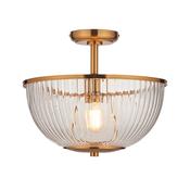 elegant ribbed uplighter dome flush ceiling light in warm brass - Stillorgan Decor