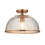 elegant ribbed downlight dome flush ceiling light in warm brass - Stillorgan Decor