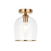 elegant flush clear glass shade ceiling light in warm brass - Stillorgan Decor image