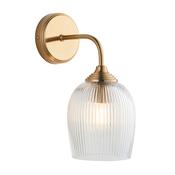 elegant arched arm clear ribbed glass shade wall light in warm brass *pre-order - Stillorgan Decor
