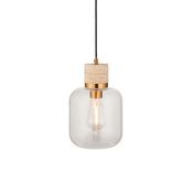stylish single glass pendant in brass with travertine stone top - Stillorgan Decor image