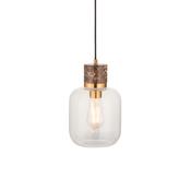 stylish single glass pendant in brass with brown marble top - Stillorgan Decor image