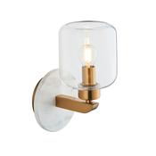 stylish single glass wall light in brass with white marble plate - Stillorgan Decor