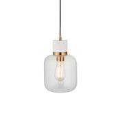 stylish single glass pendant in brass with white marble top - Stillorgan Decor