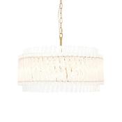 luxury double layered clear glass rod 5 light ceiling pendant in brushed aged brass - Stillorgan Decor