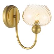 graceful wall light satin gold with champagne ribbed glass shade - Stillorgan Decor image