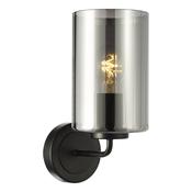 modern glamourous wall light in satin black with smoked glass shade - Stillorgan Decor image