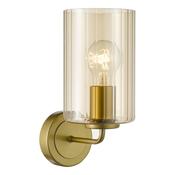 modern glamourous wall light in satin gold with amber glass shade - Stillorgan Decor