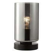 modern glamourous touch table lamp in satin black with smoked rippled shade - Stillorgan Decor