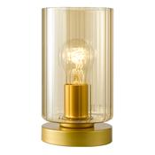 modern glamourous touch table lamp in satin gold with amber rippled shade - Stillorgan Decor