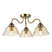timeless curved ribbon arm 3 light semi flush ceiling light in warm bronze - Stillorgan Decor