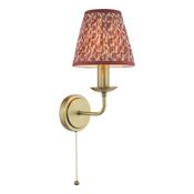 heritage single wall light in matt bronze with red cotton mix shade - Stillorgan Decor