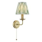 heritage single wall light in matt bronze with green cotton mix shade - Stillorgan Decor