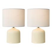 charming twin pack ribbed cream table lamp set - Stillorgan Decor